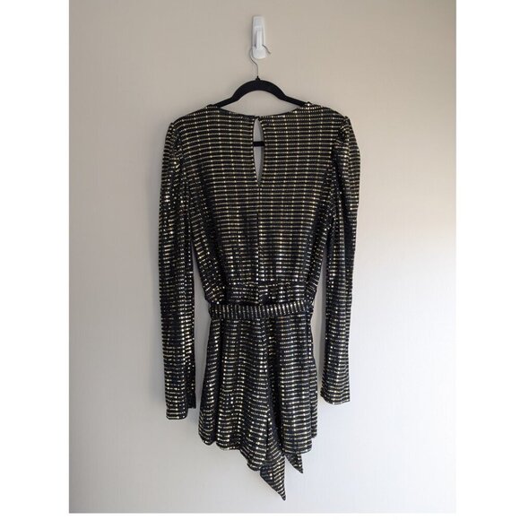 Lulu's Bettie Gold Metallic Long Sleeve Romper - Picture 7 of 12